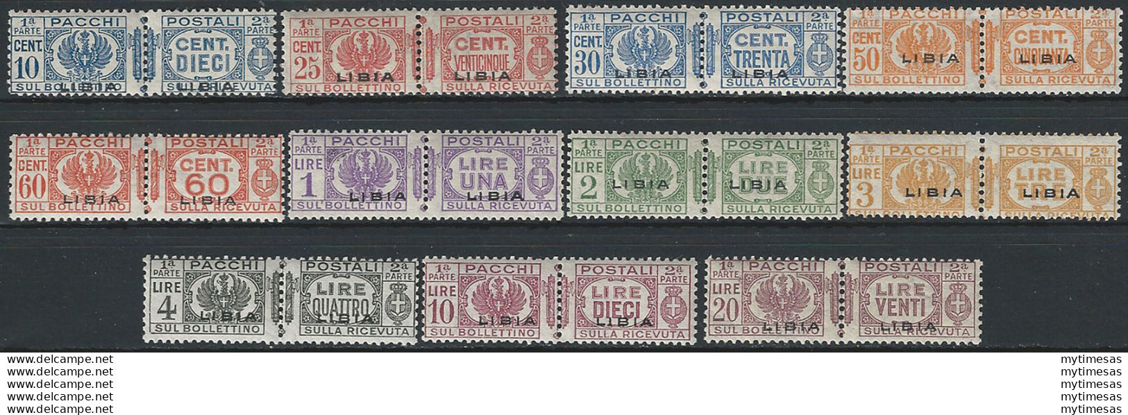 1927-37 Libia Pacchi 11v. MNH Sassone N. 14/24 - Andere & Zonder Classificatie