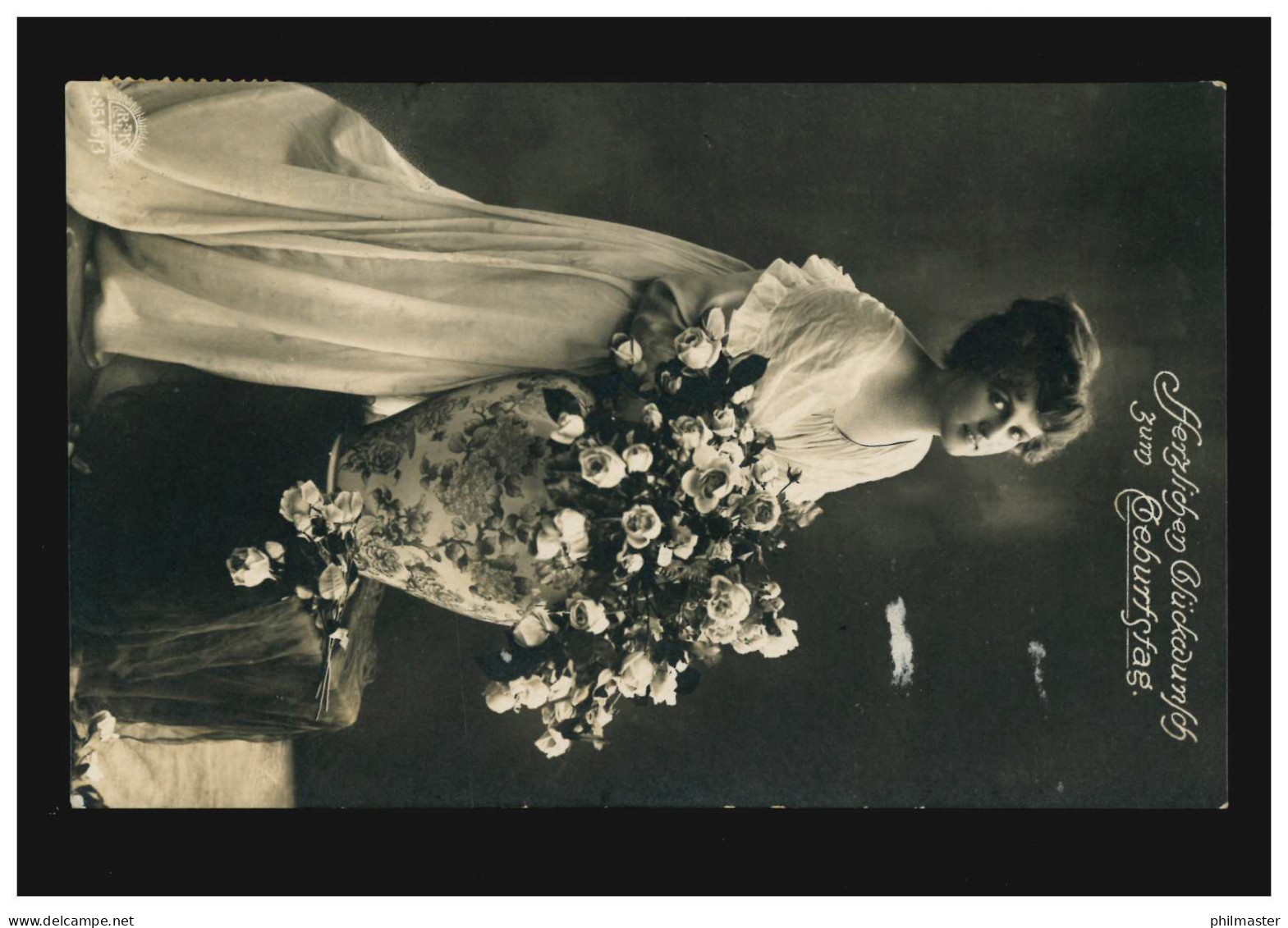 Mode-AK Frau Im Langen Kleid Mit Rosen, HANNOVER 23.7.1918 - Fashion