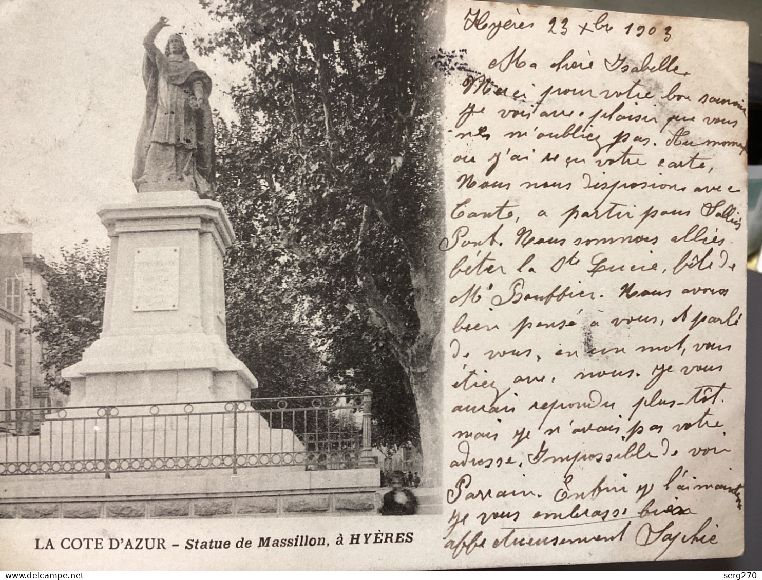 83 HYERES / Statue De Massillon /1903 - Hyeres