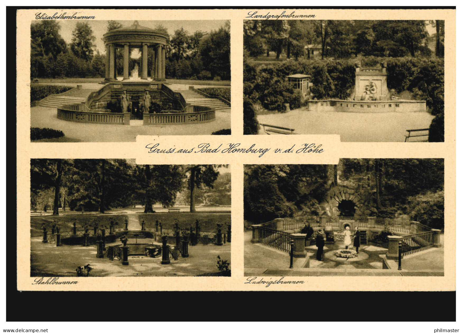 AK Gruss Aus Bad Homburg V.d. Höhe Mit 4 Brunnen-Bilder, 22.7.1930 - Sonstige & Ohne Zuordnung