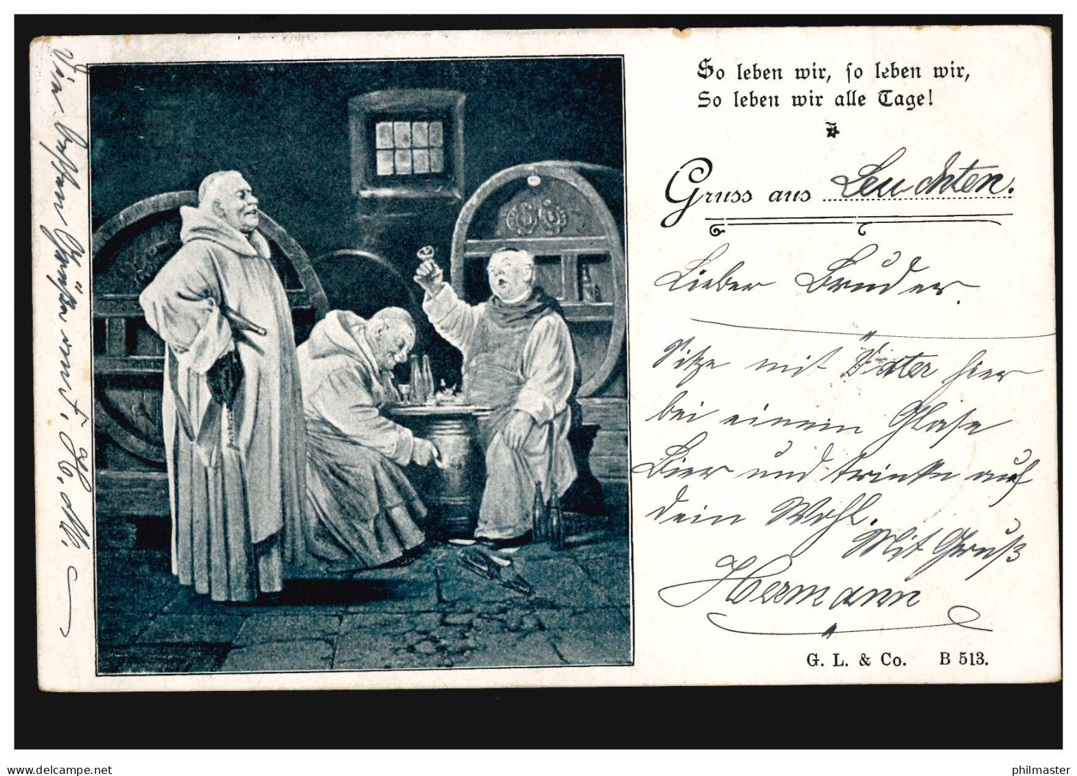 AK So Leben Wir ... ! Mönche Bei Der Weinverkostung, OELS (SCHLES.) 18.9.1899 - Non Classés