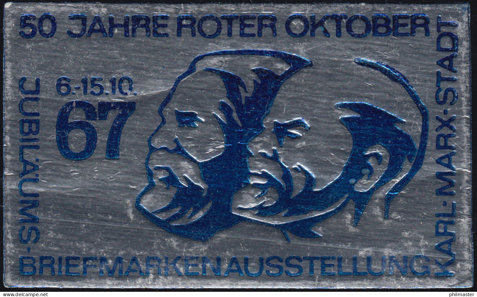 Ausstellungsvignette 50 Jahre Roter Oktober Karl-Marx-Stadt 1967 ** - Abarten Und Kuriositäten