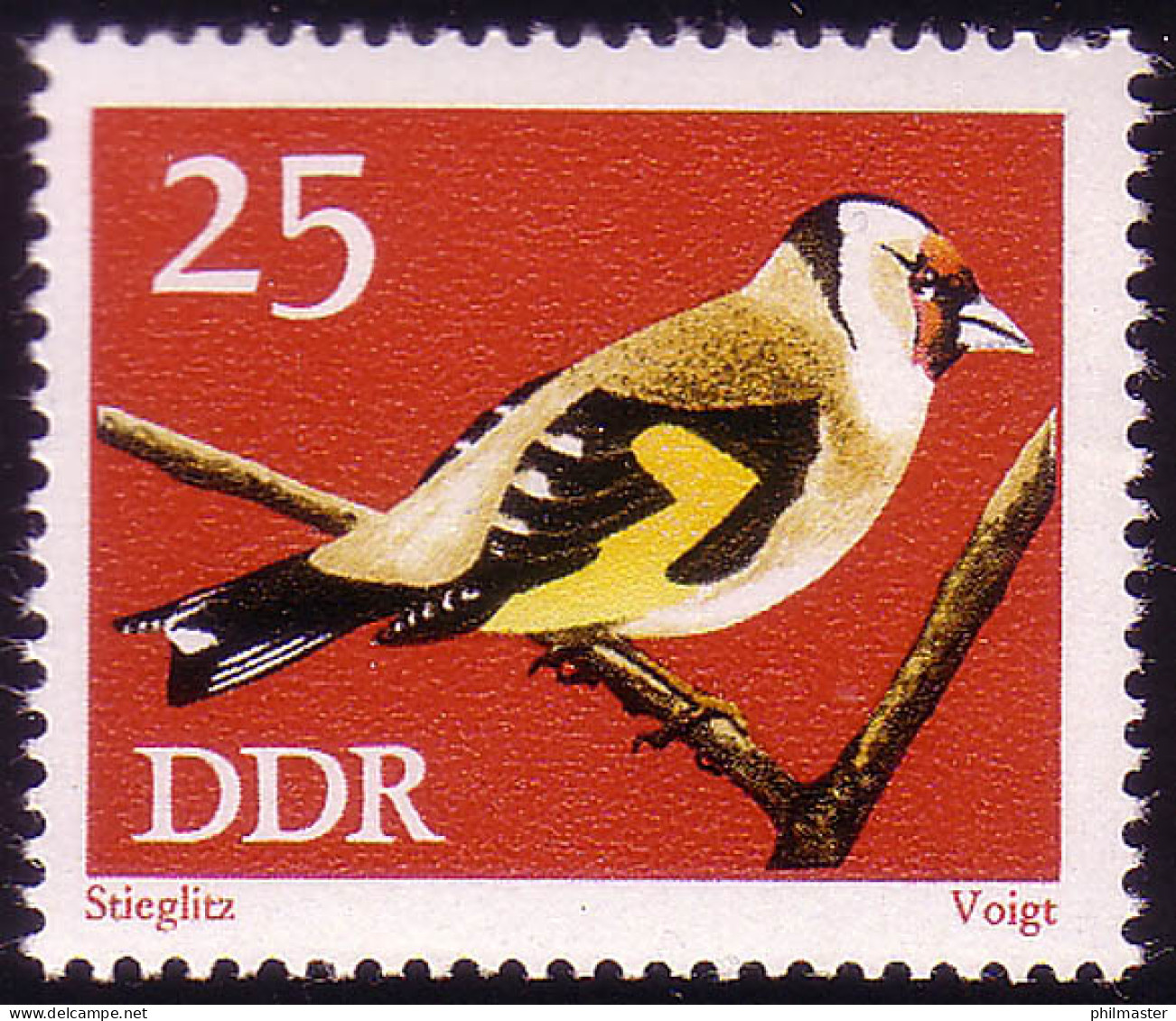 1838 Singvögel Stieglitz 25 Pf ** - Ongebruikt