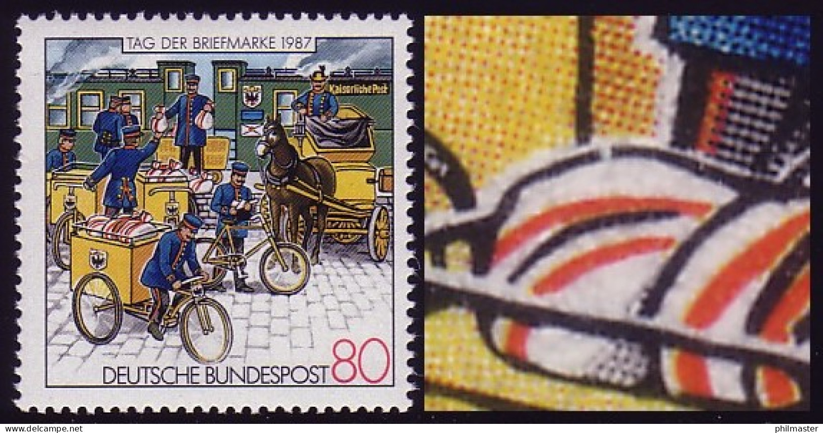 1337 Tag Der Briefmarke 1987 Mit PLF Gebrochener Postsack, Feld 20, ** - Errors & Oddities