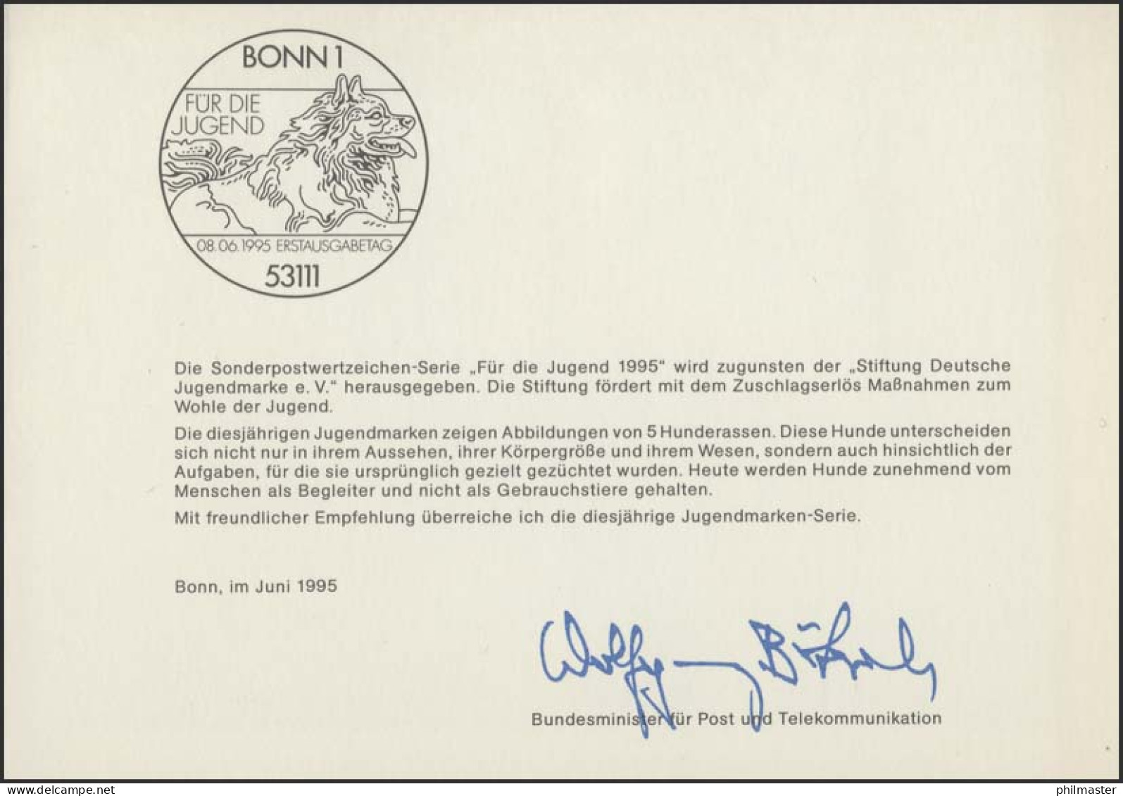 MinKa 19/1995 Jugend: Hunderassen - Other & Unclassified