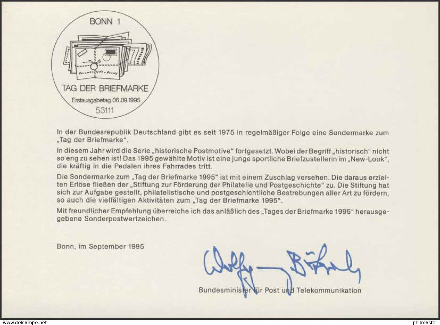 MinKa 29/1995 Tag Der Briefmarke - Sonstige & Ohne Zuordnung