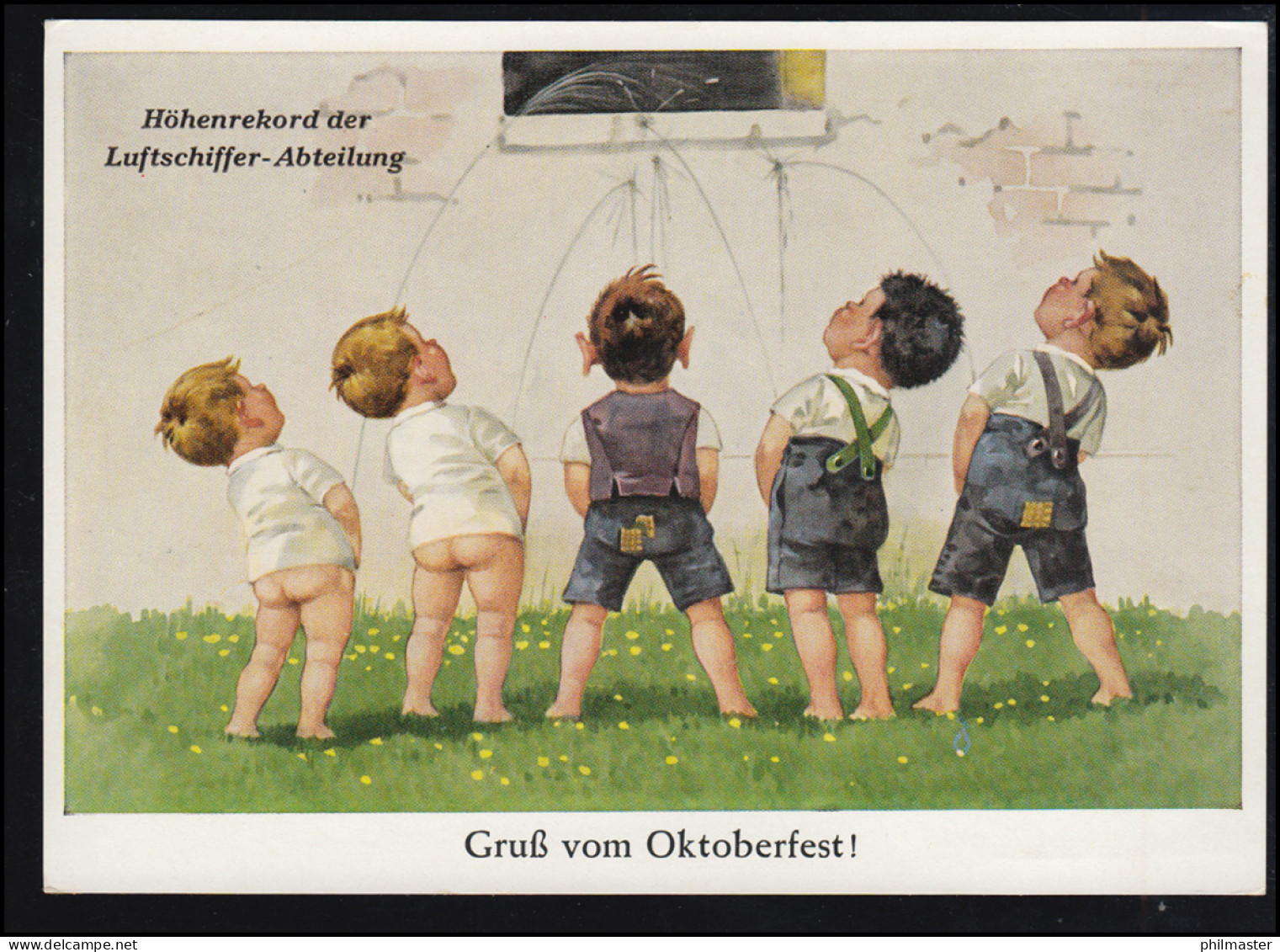 Karikatur-AK Höhenrekord Der Luftschiffer-Abteilung - Gruß Vom Oktoberfest! - Humour