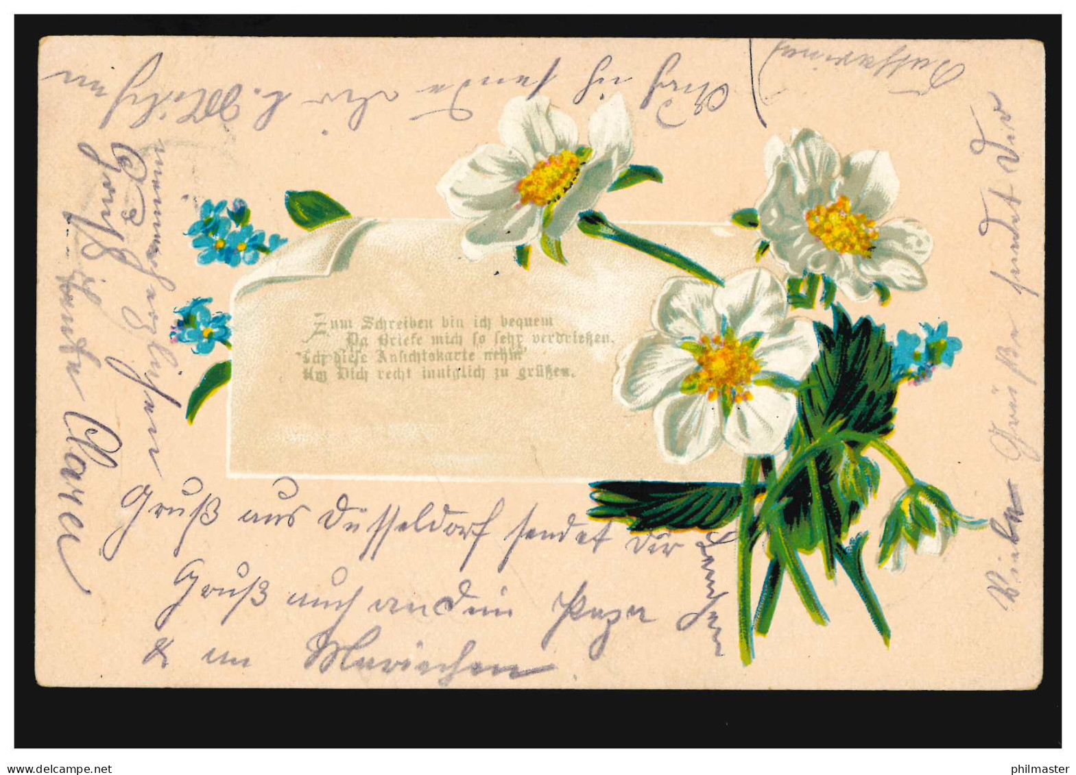 Blumen-AK Girlande Um Einen Brief DÜSSELDORF 14.8.1905 Nach BURGWALDNIEL 14.8.05 - Other & Unclassified