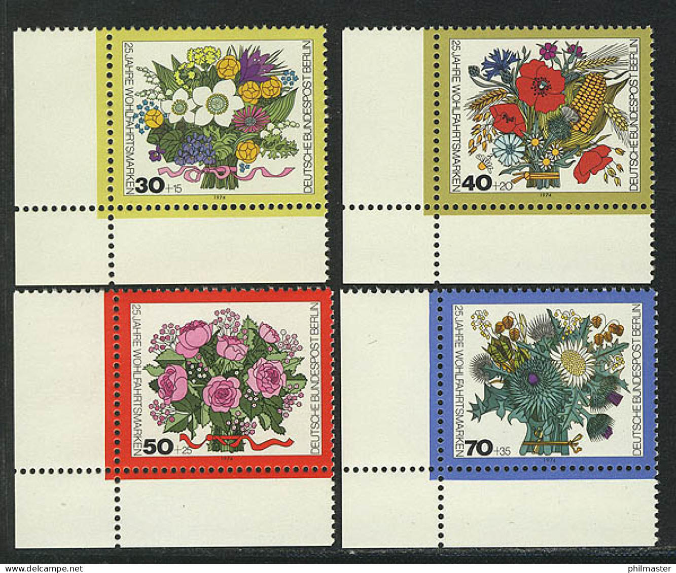 473-476 Wofa Blumensträuße 1974, Ecke U.l. Satz ** - Neufs