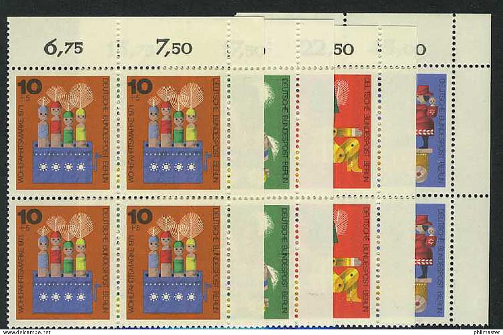 412-415 Wofa Holzspielzeug 1971, E-Vbl O.r. Satz ** - Unused Stamps