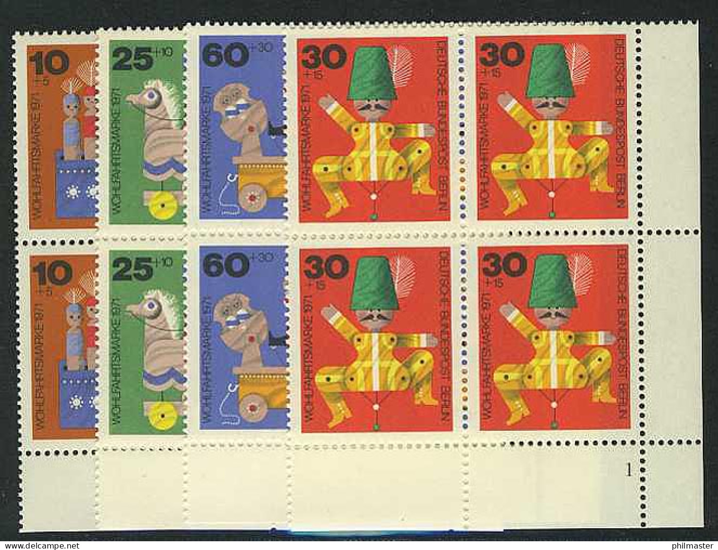 412-415 Wofa Holzspielzeug 1971, Vbl FN1 Satz ** - Unused Stamps