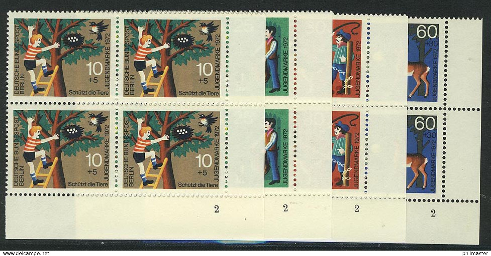 418-421 Jugend Tierschutz 1972, Vbl FN2 Satz ** - Unused Stamps