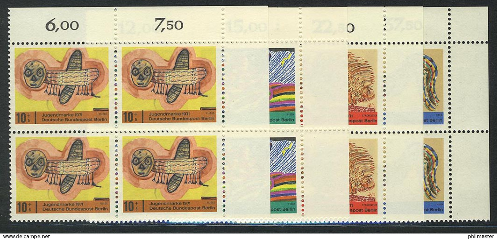 386-389 Jugend Kinderzeichnungen 1971 E-Vbl O.r. Satz ** - Unused Stamps