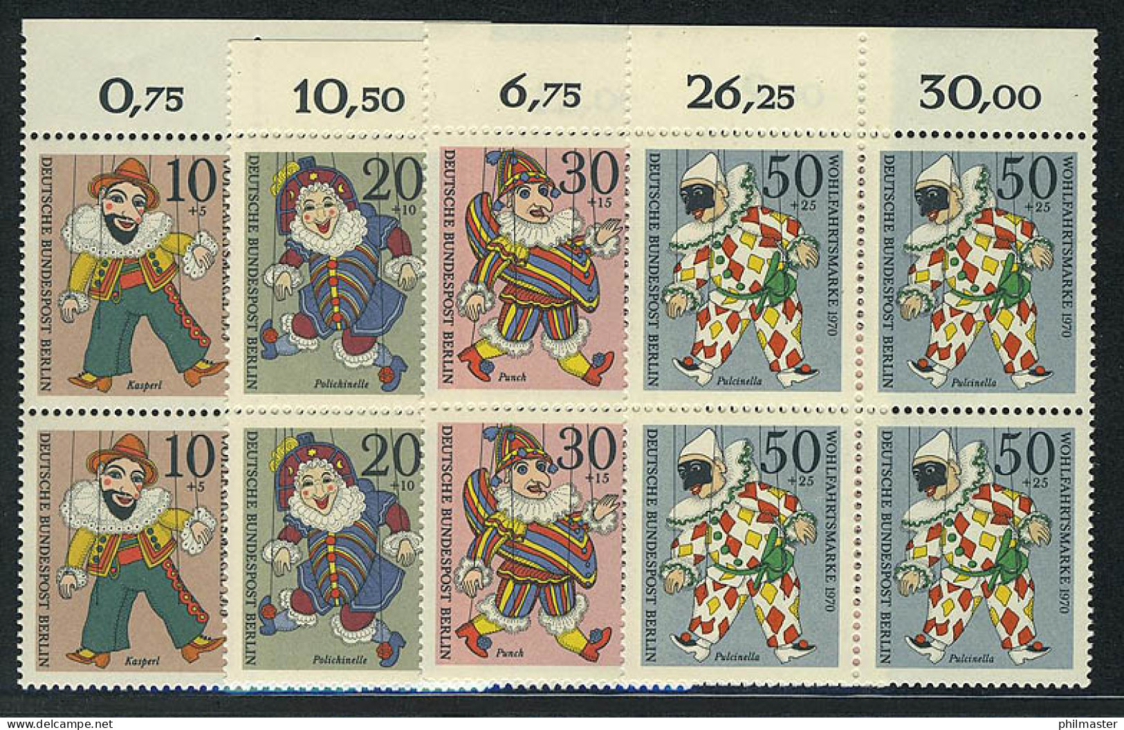 373-376 Wofa Marionetten 1970, OR-Vbl Satz ** - Unused Stamps