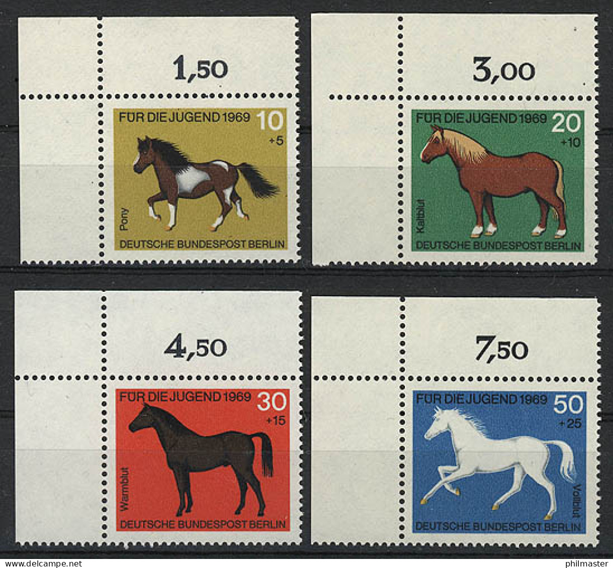 326-329 Jugend Pferde 1969, Ecke O.l. Satz ** - Ongebruikt