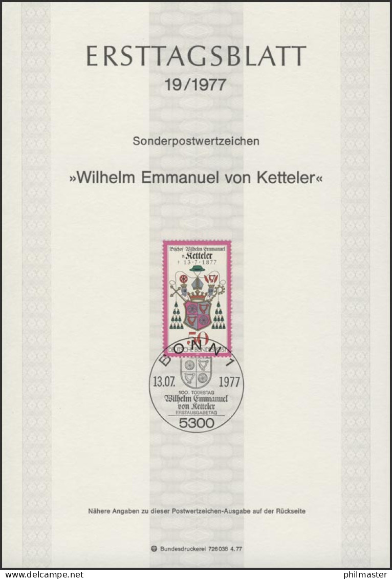 ETB 19/1977 Wilhelm Emmanuel Freiherr Von Ketteler - 1974-1980