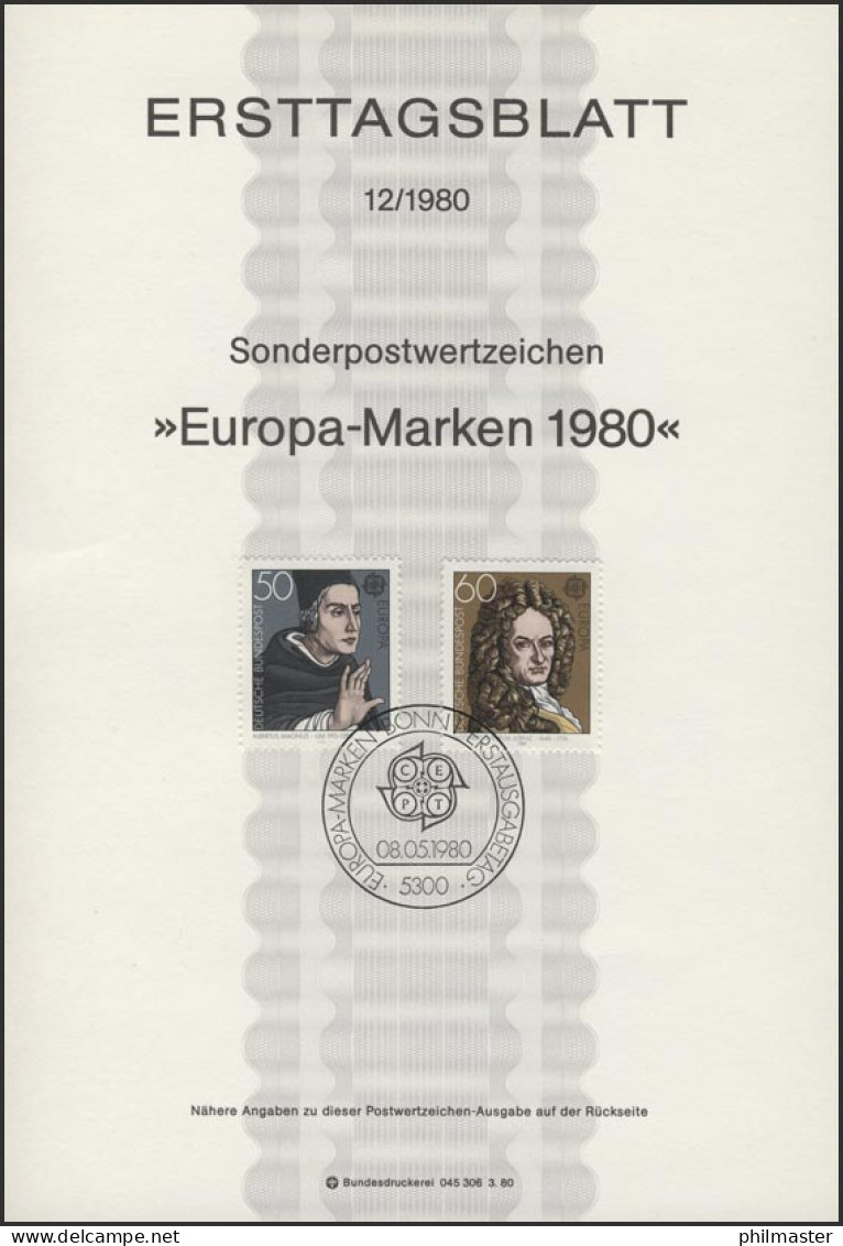 ETB 12/1980 Europa: Persönlichkeiten, Magnus, Leibniz - 1974-1980
