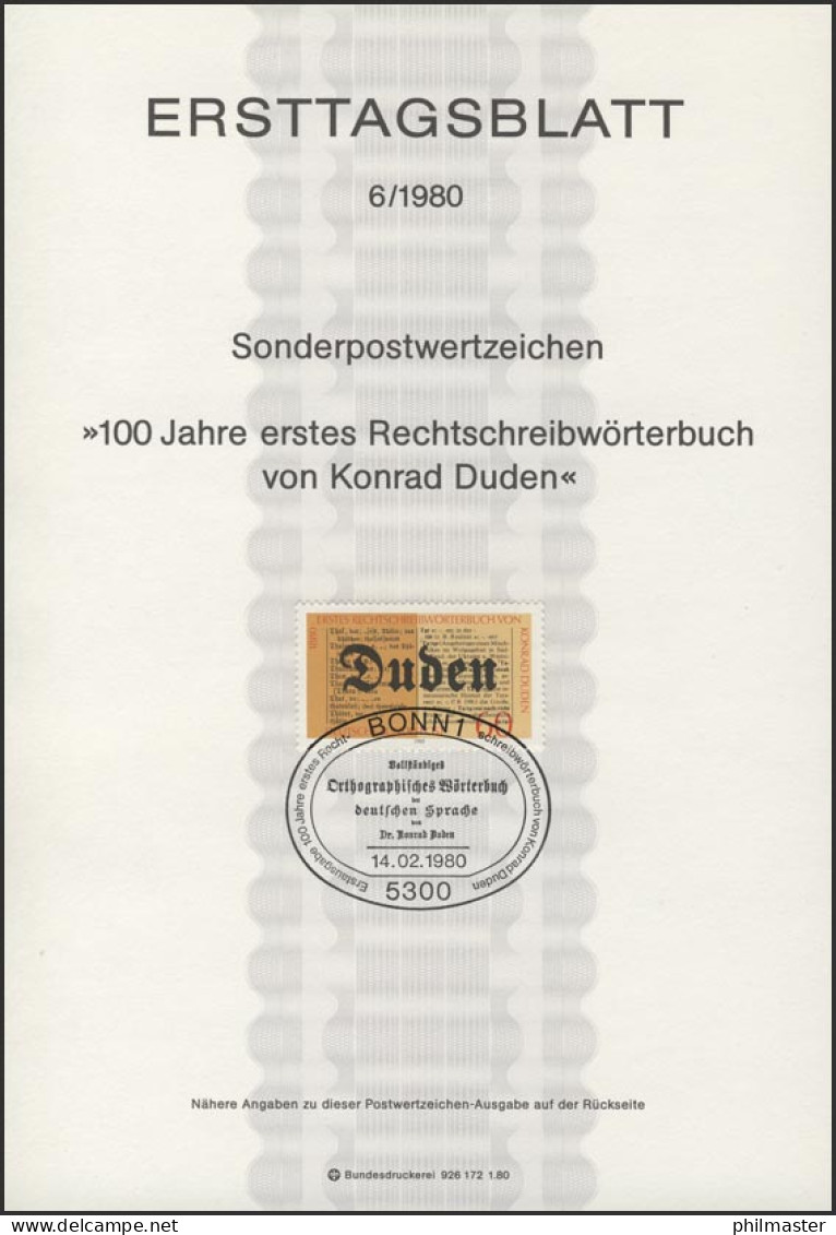 ETB 06/1980 Rechtschreiblexikon, Konrad Duden - 1974-1980