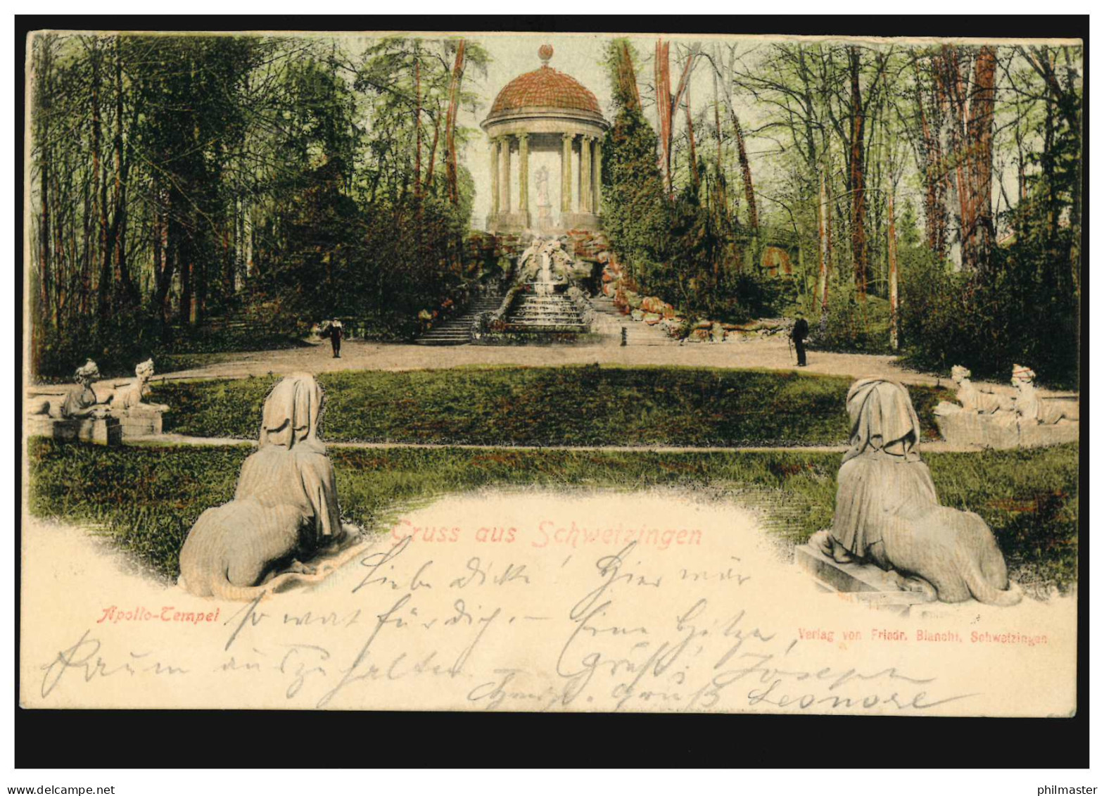 AK Gruss Aus Schwetzingen Apollo-Tempel, 31.7.1899 Nach RUHRORT 1.8.99 - Sonstige & Ohne Zuordnung