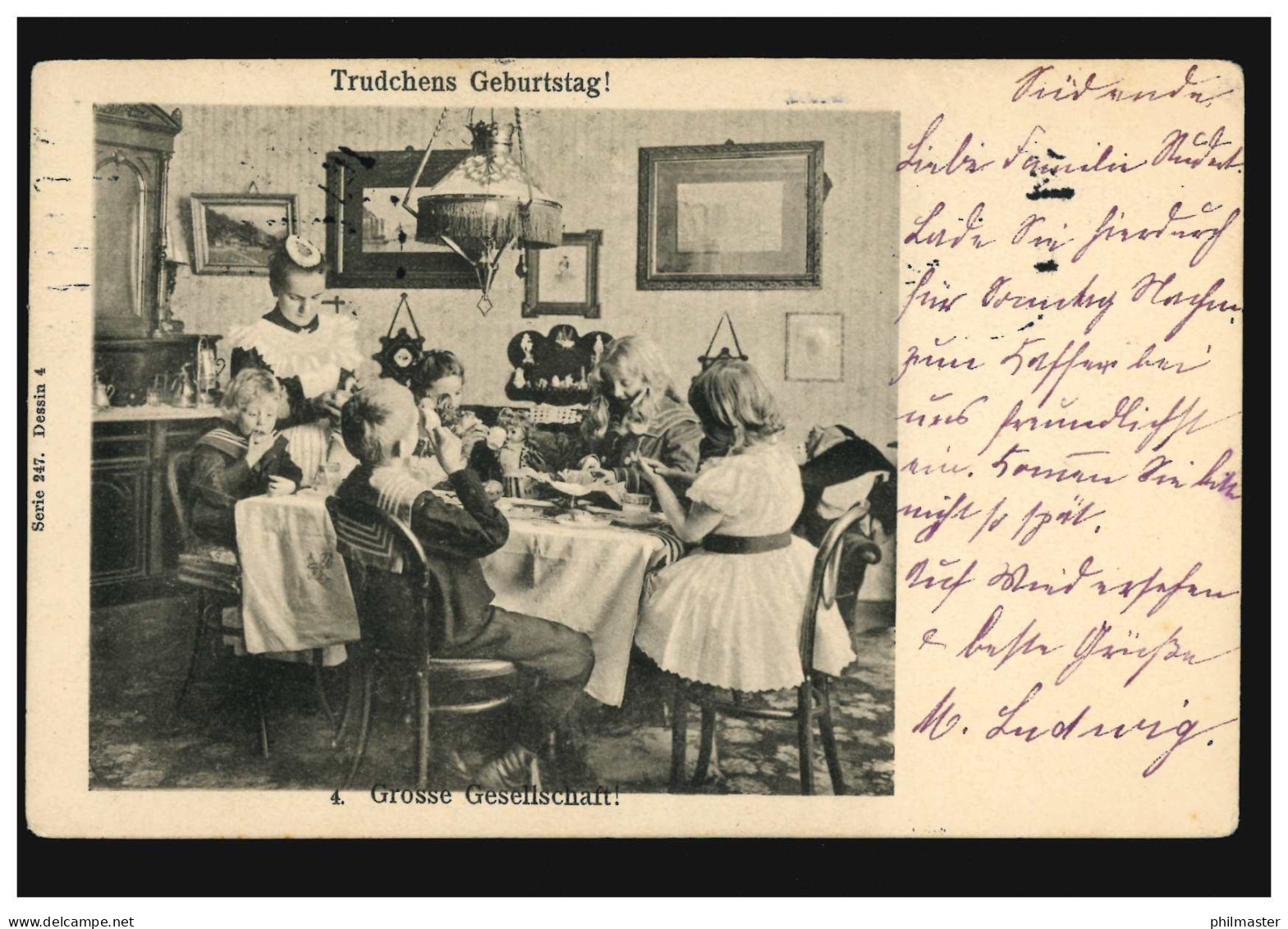 Foto-Ansichtskarte Trudchens Geburtstag! BERLIN 19 W - 3.1.1913 - Sonstige & Ohne Zuordnung