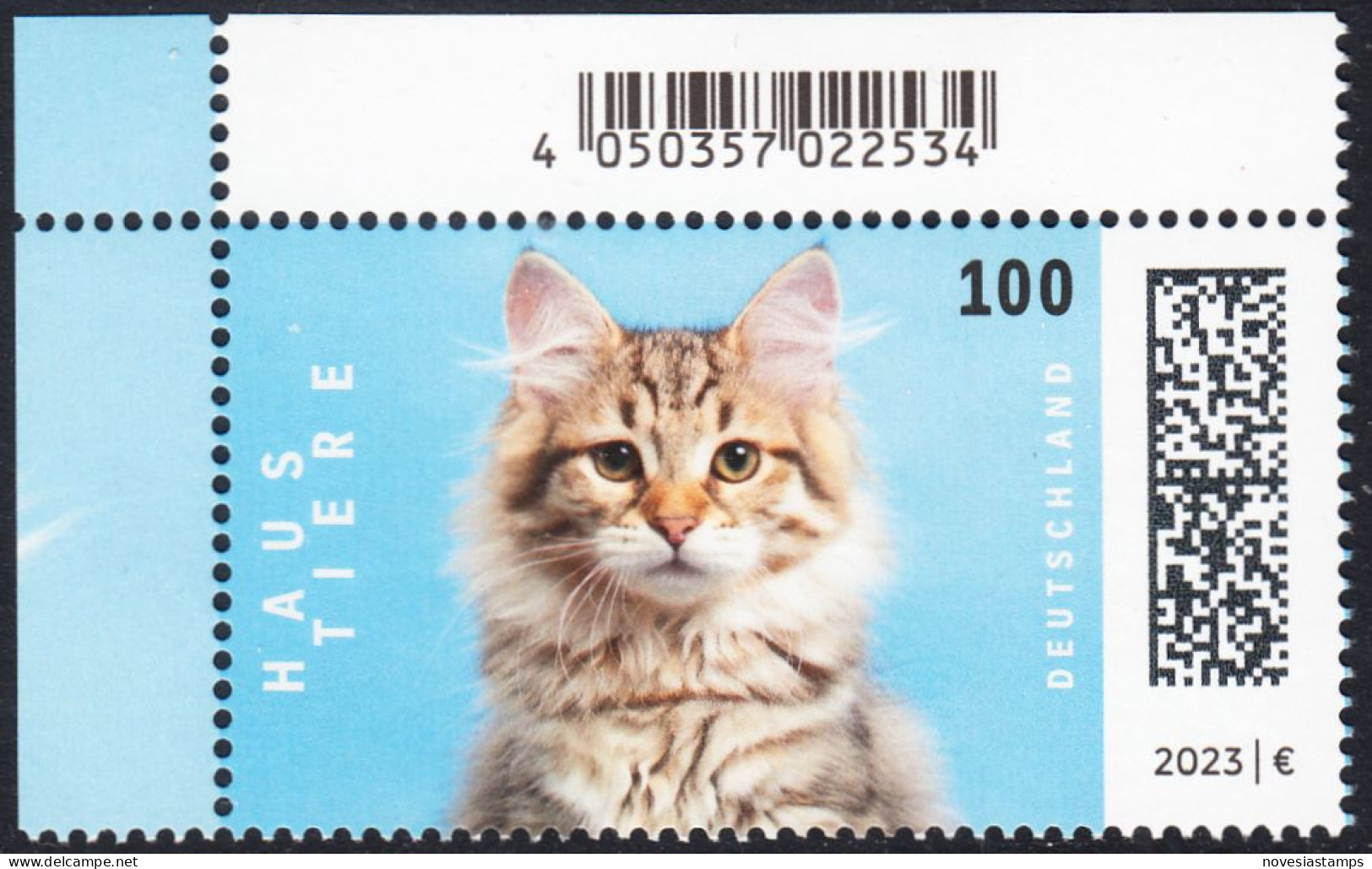 !a! GERMANY 2023 Mi. 3748 MNH SINGLE From Upper Left Corner - Pets: Cats - Ungebraucht