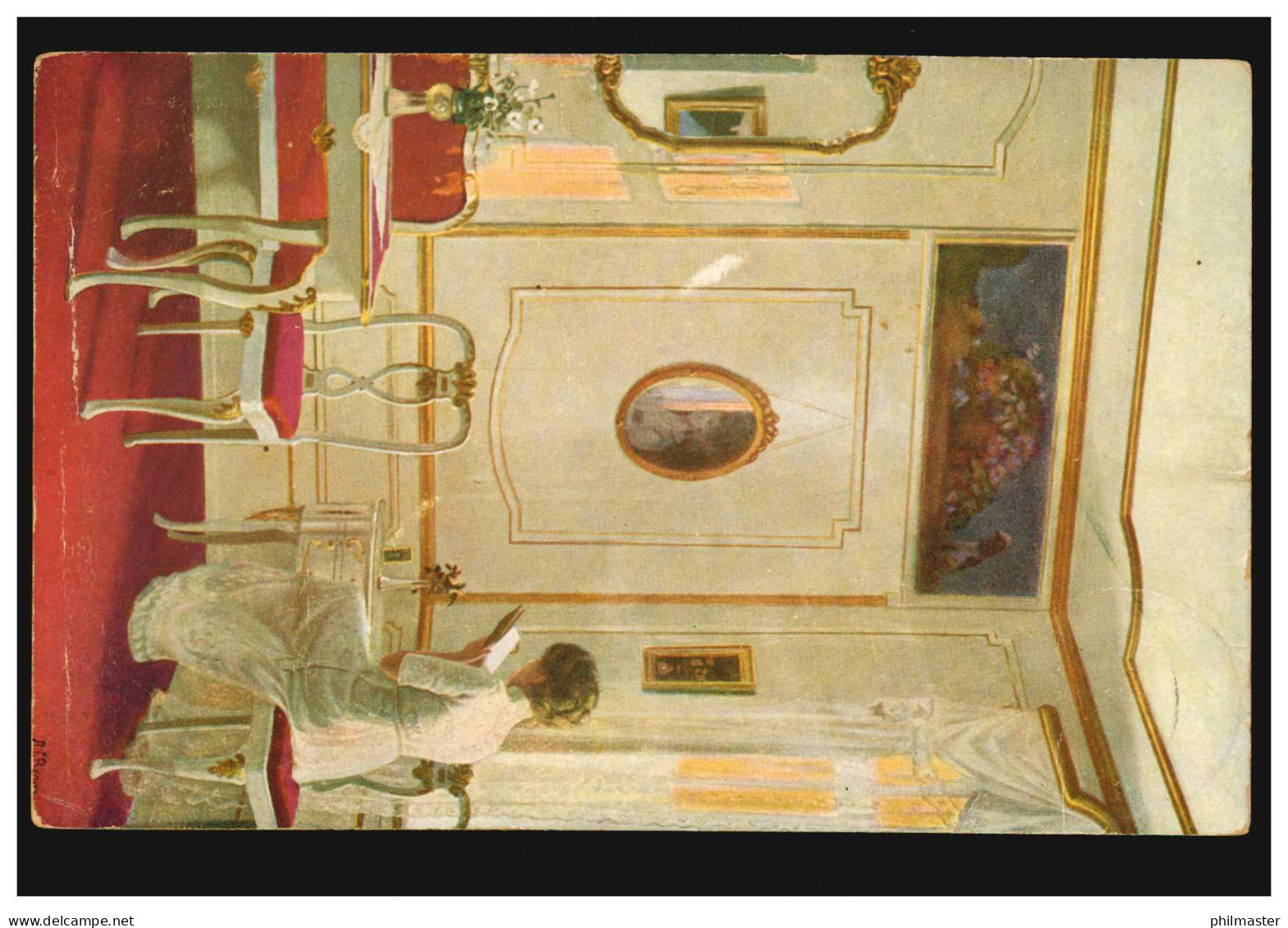 Künstler-Ansichtskarte Alfred Broge: Interieur II. Die Lesende DUISBURG 30.10.16 - Ohne Zuordnung