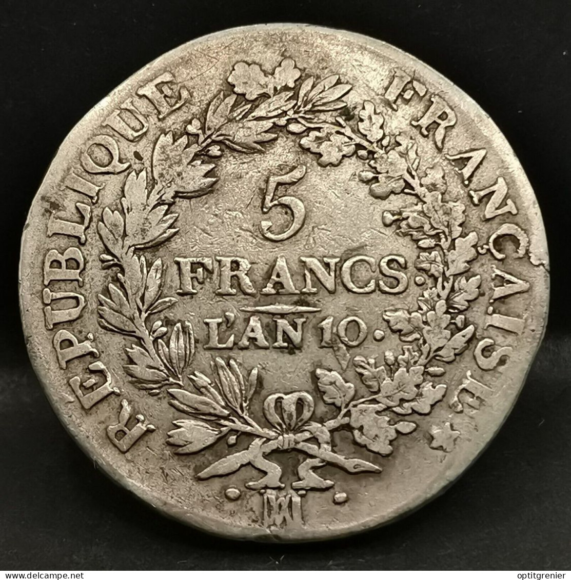 5 FRANCS ARGENT UNION ET FORCE AN 10 MA MARSEILLE FRANCE / SILVER / 36mm 24.50g - 1792-1975 National Convention