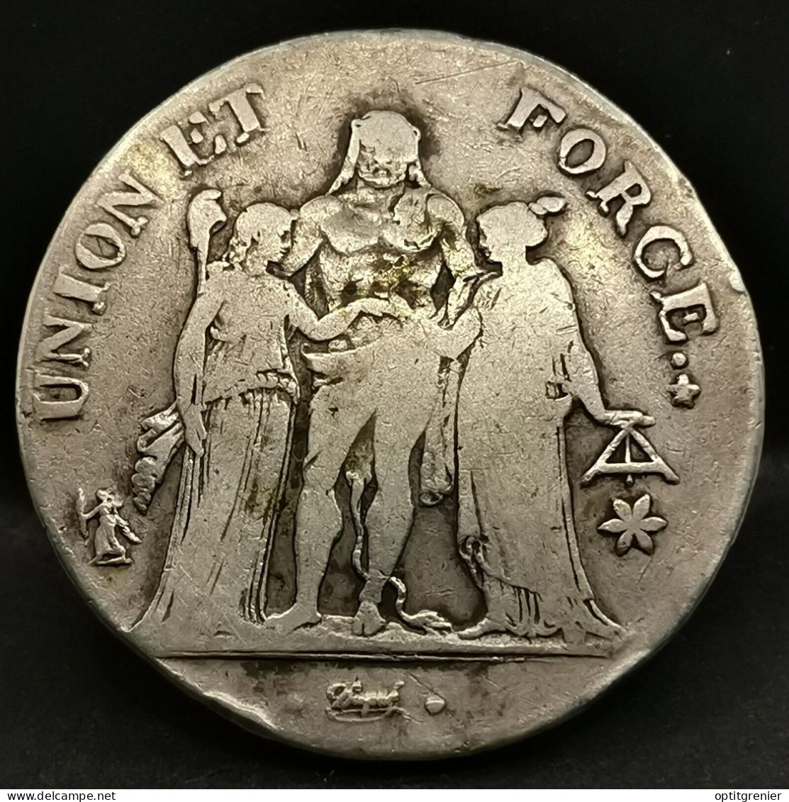 5 FRANCS ARGENT UNION ET FORCE AN 10 MA MARSEILLE FRANCE / SILVER / 36mm 24.50g - 1792-1975 National Convention