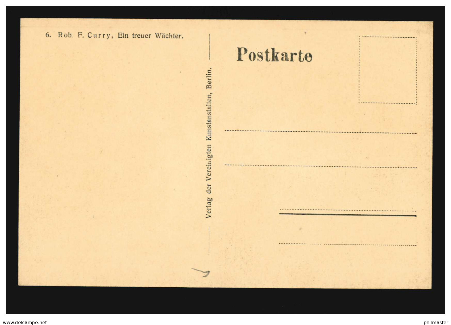 Künstler-Ansichtskarte Rob F. Curry: Ein Treuer Wächter, Ungebraucht - Unclassified