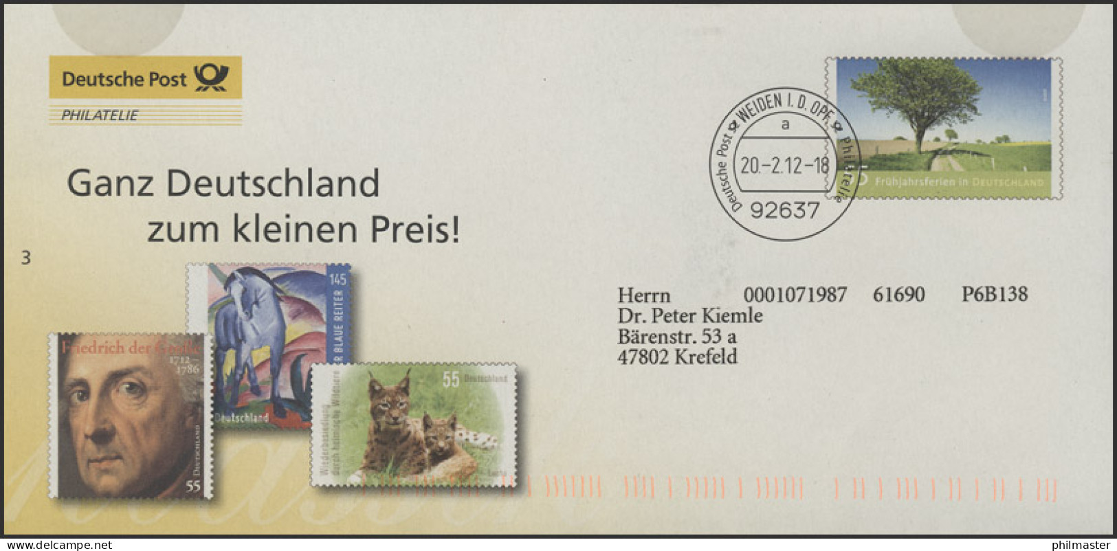 Plusbrief Frühjahrsferien 55 C. Deutschland Zum Kleinen Preis! Weiden 20.212 - Covers - Mint