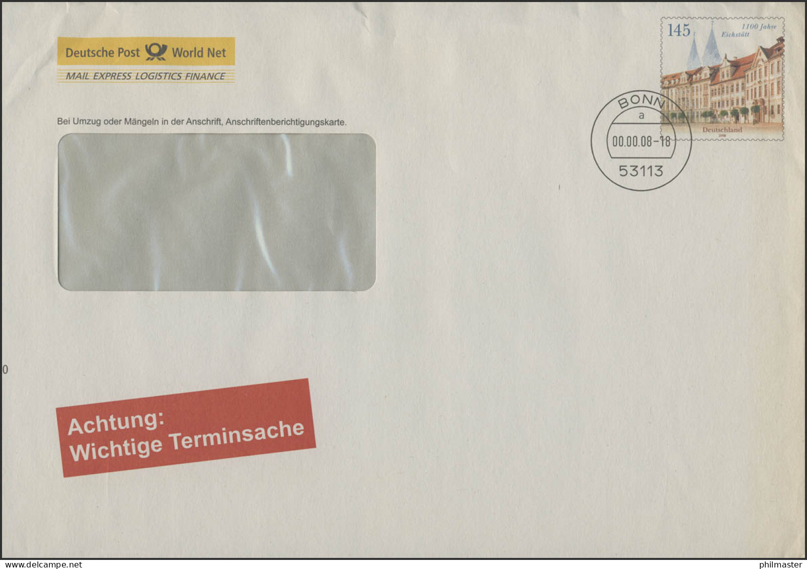 Plusbrief Eichstätt EA C51 Wichtige Terminsache, Bonn 2008 - Covers - Mint