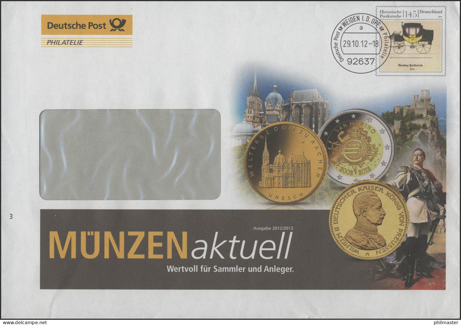 Plusbrief Postkutsche: MÜNZENaktuell Ausgabe 2012/2013, Weiden 29.10.12 - Umschläge - Ungebraucht