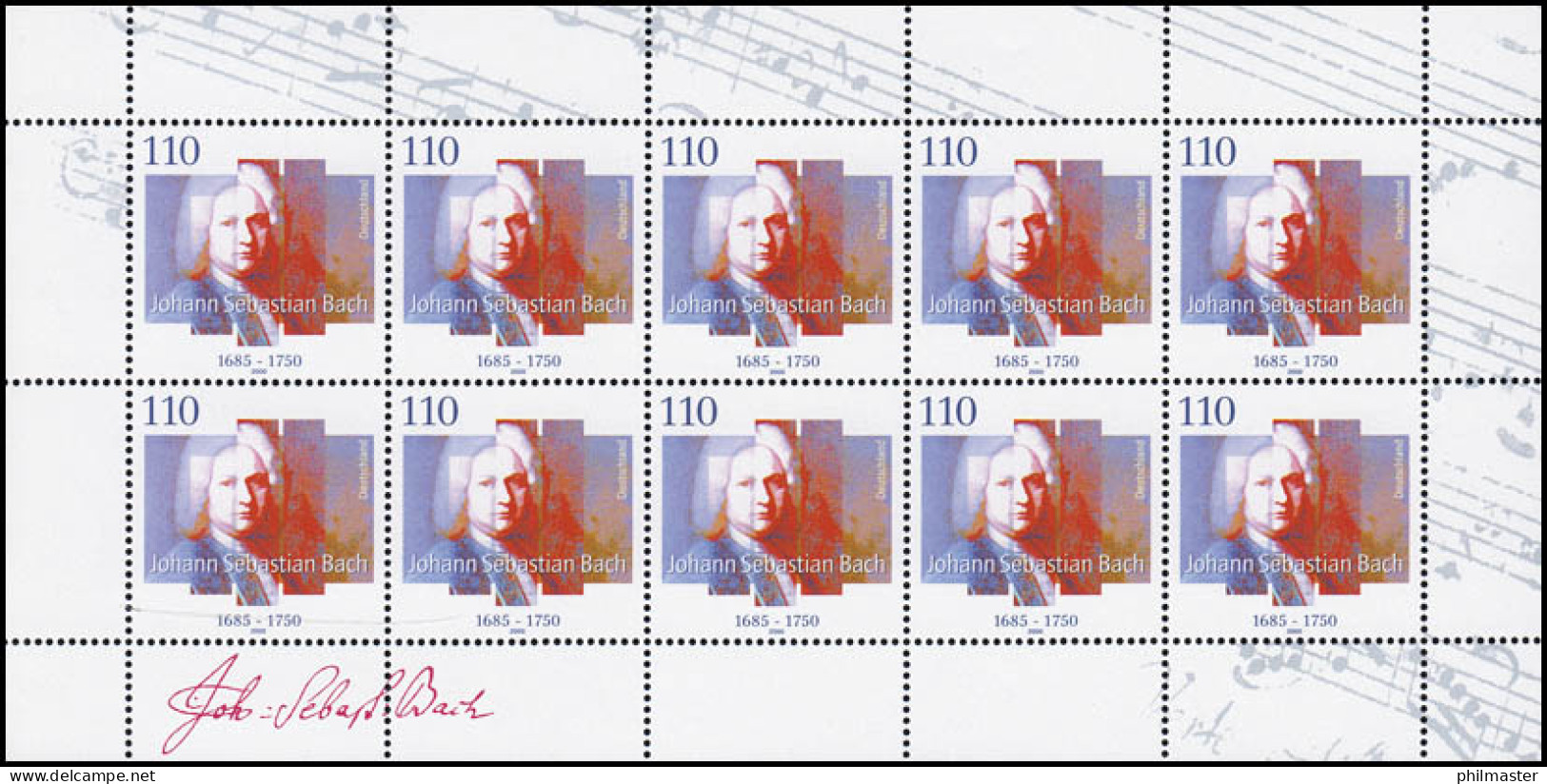 2126 Johann Sebastian Bach - 10er-Bogen ** - 1991-2000