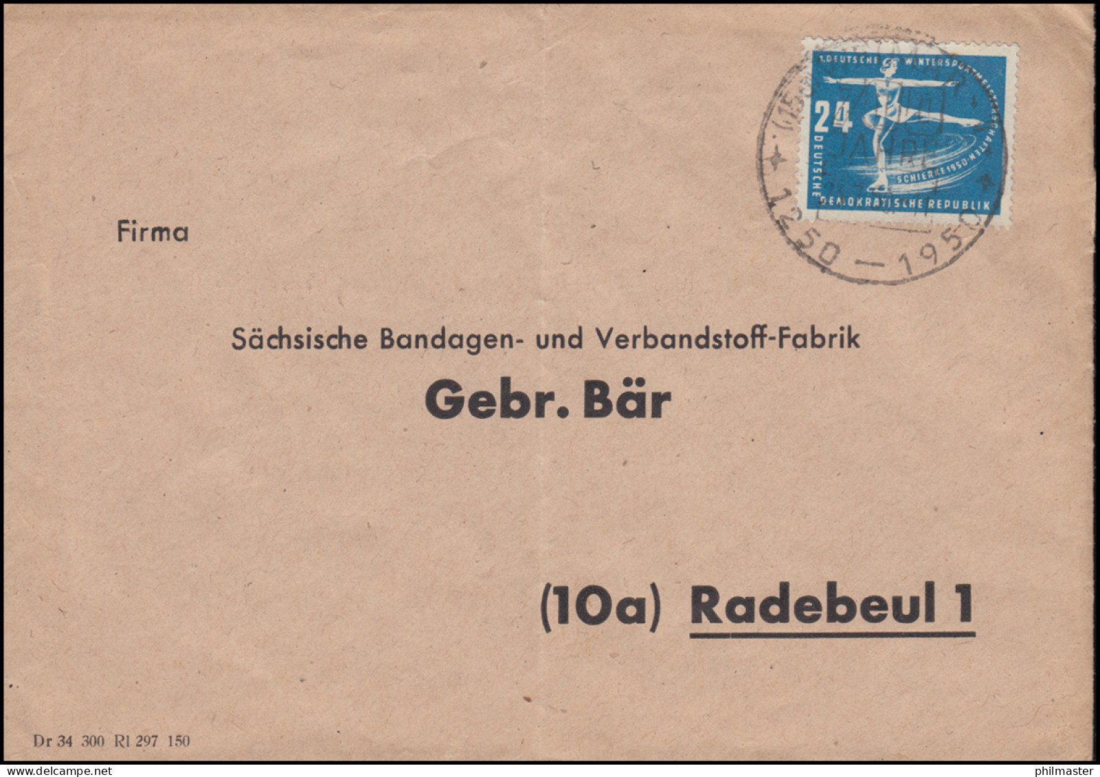 247 Wintersport 24 Pf Als EF Auf Brief SSt WEIMAR 700 Jahre 23.7.1950 - Used Stamps