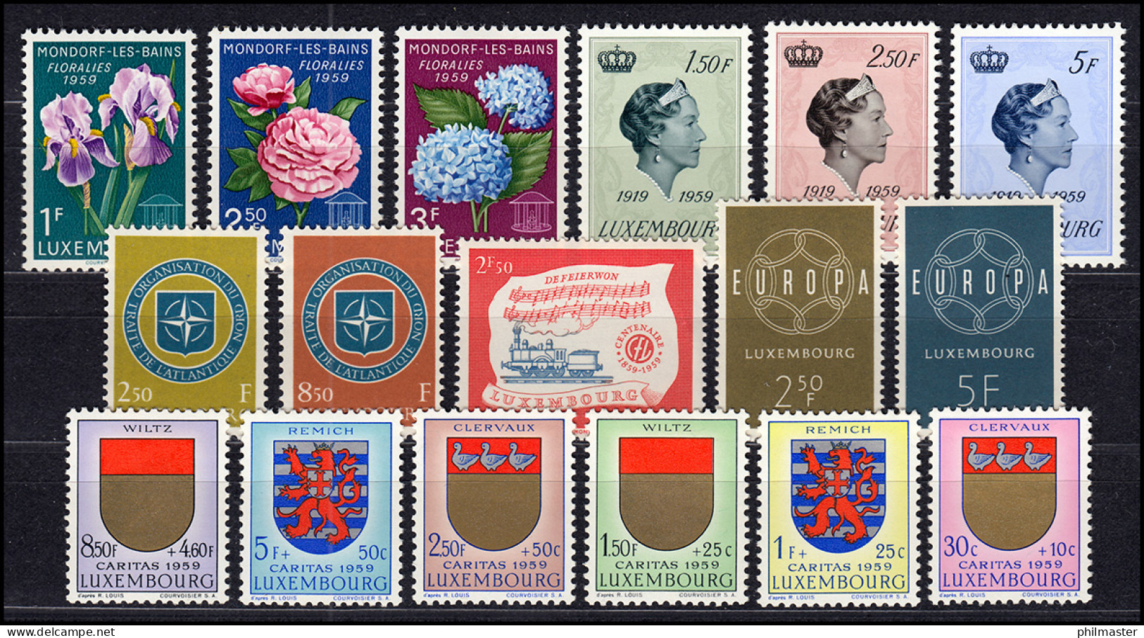 601-617 Luxemburg Jahrgang 1959 Komplett, Postfrisch - Autres & Non Classés