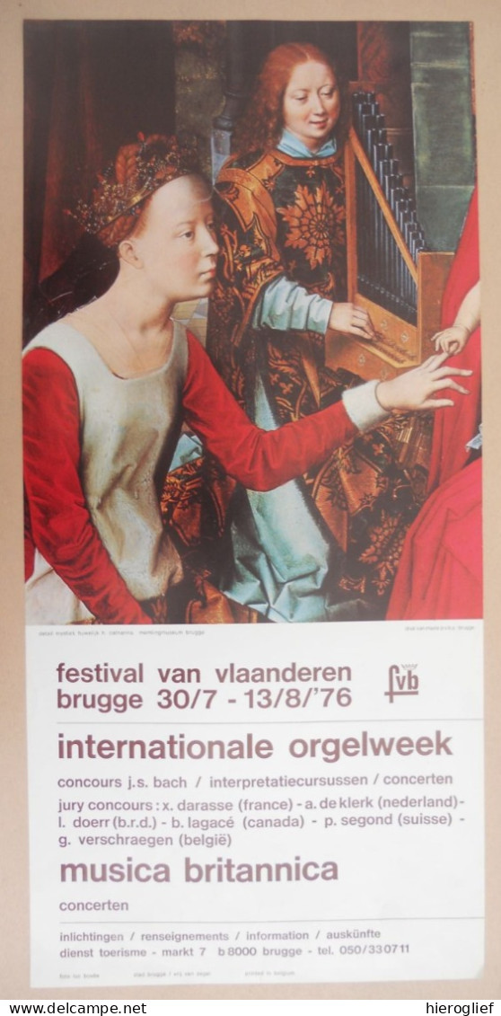 Affiche BRUGGE 1976 Festival Van Vlaanderen - Internationale Orgelweek - Musica Brittannica - Concerten - Affiches