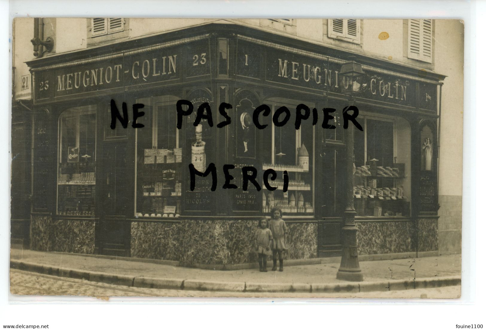 CARTE PHOTO De DIJON Devanture D'épicerie MEUGNIOT COLIN 1 Place Emile Zola 23 Rue Monge ( Dans L'angle ) - Dijon