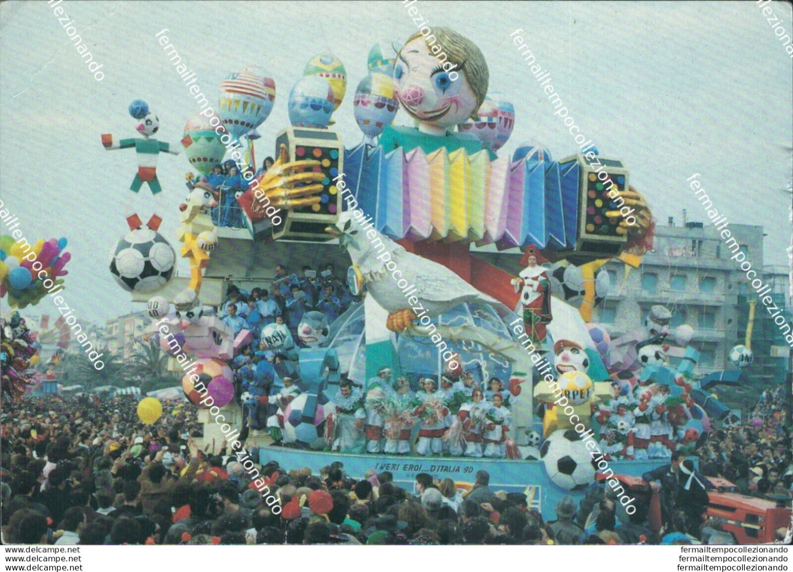 Bo551 Cartolina Carnevale Di Viareggio Gli Eroi Di Italia 90 Provincia Di Lucca - Lucca