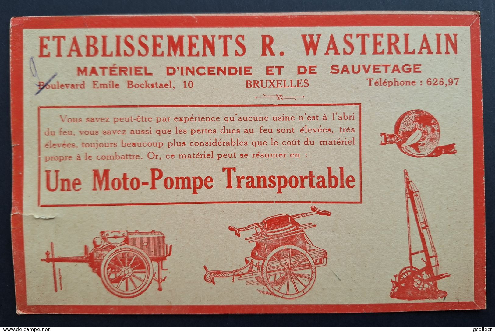 Typo 156B (BRUXELLES 1927 BRUSSEL) Op Kaartje "Moto-Pompe Transportable" - Typos 1922-31 (Houyoux)