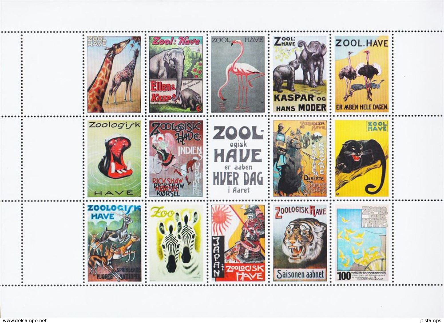 2009. DANMARK. ZOOLOGISK HAVE Sheet With A Selection Of 15 Posters In Stamp Size Never Hinged. Beautiful M... - JF544442 - Ungebraucht
