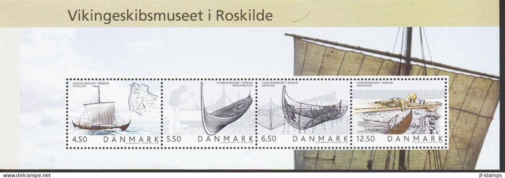 2004. DANMARK. VIKINGESKIBSMUSEET I ROSKILDE Complete Set In One Small Sheet Never Hing... (Michel 1377-1380) - JF544443 - Neufs