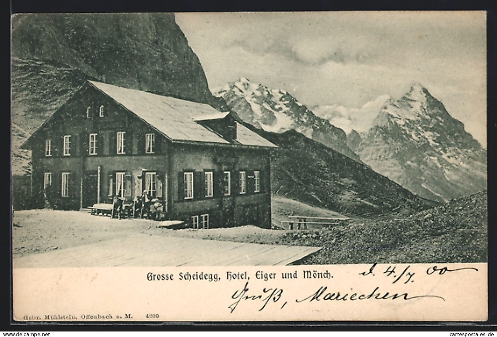 AK Grosse Scheidegg, Partie Am Hotel, Eiger & Mönch  - Other & Unclassified