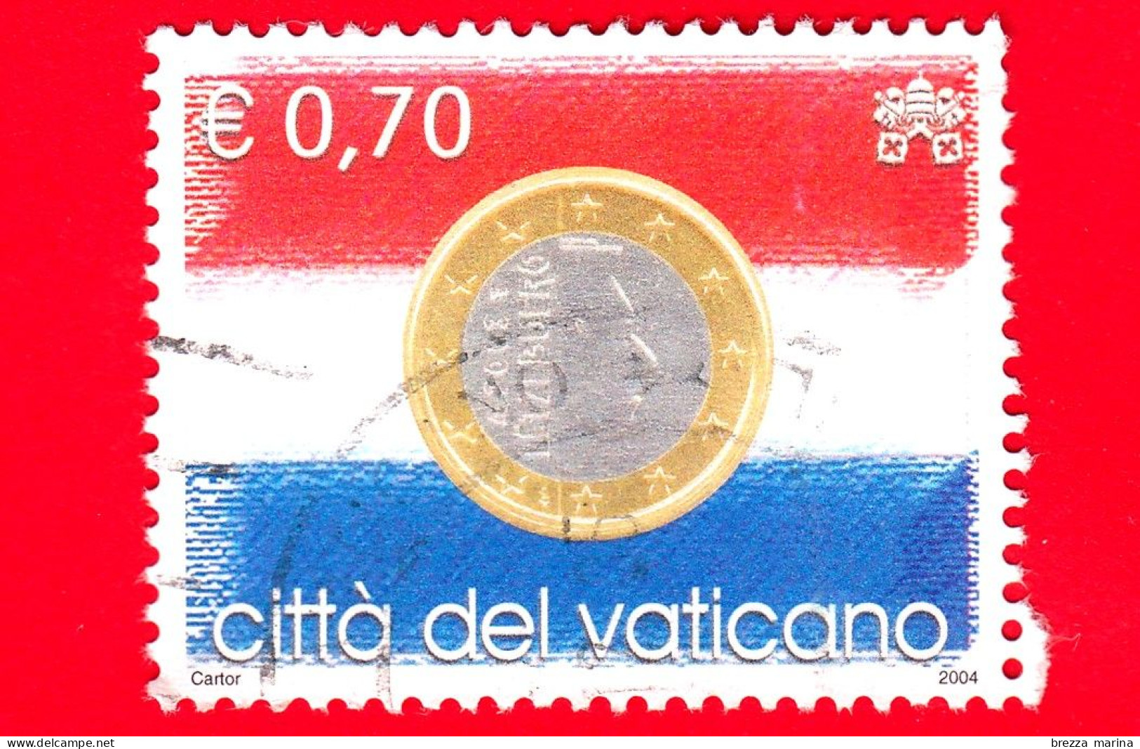 VATICANO - Usato - 2004 - Moneta Europea - Lussemburgo - 0.70 - Oblitérés