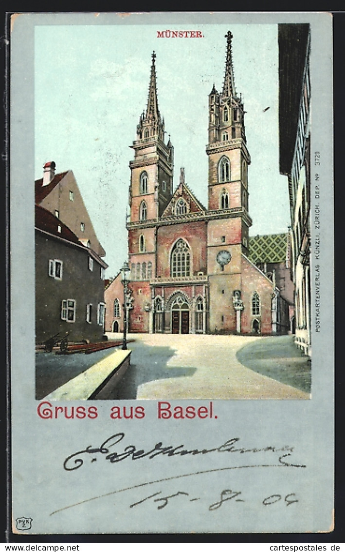 AK Basel, Münster Mit Strassenpartie  - Bâle