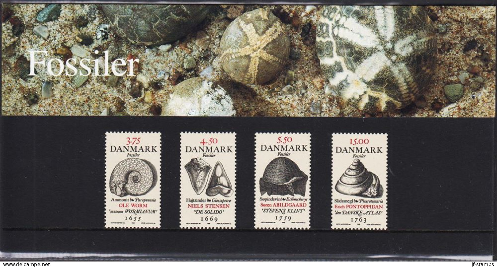 1998. DANMARK. Fossiler Complete Set In Official Folder (SM 32/1998) Never Hinged. (Michel 1195-1198) - JF544449 - Unused Stamps