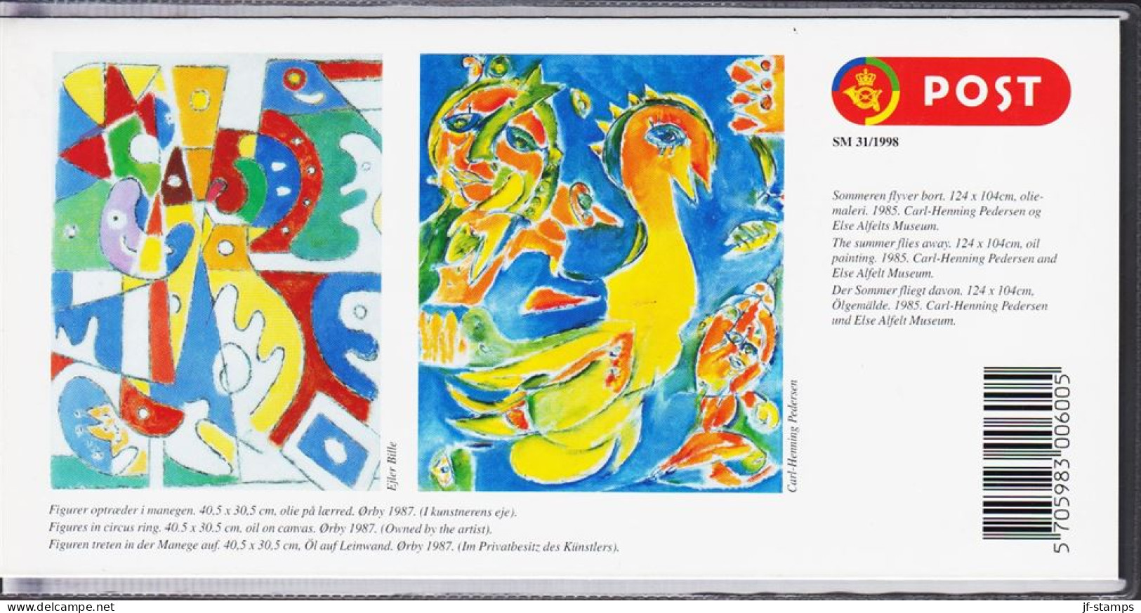 1998. DANMARK. Frimærkekunst (art) Complete Set In Official Folder (SM 31/1998) Never H... (Michel 1191-1194) - JF544451 - Unused Stamps