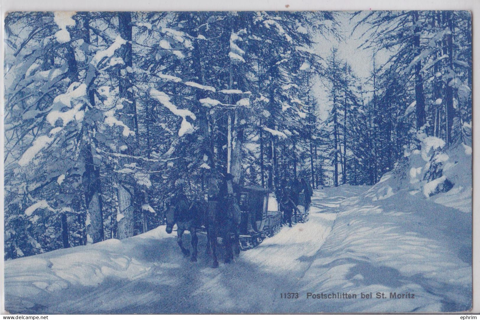 Postschlitten Bei Saint-Moritz Diligence Postale Attelage 1916 - Saint-Moritz