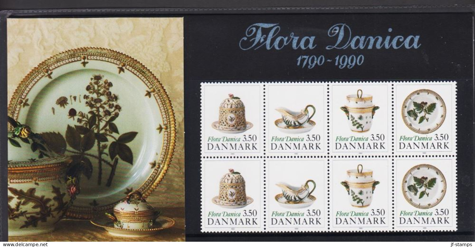 1990. DANMARK. Flora Danica 8-block In Official Folder Never Hinged. (Michel 977-980) - JF544460 - Ongebruikt