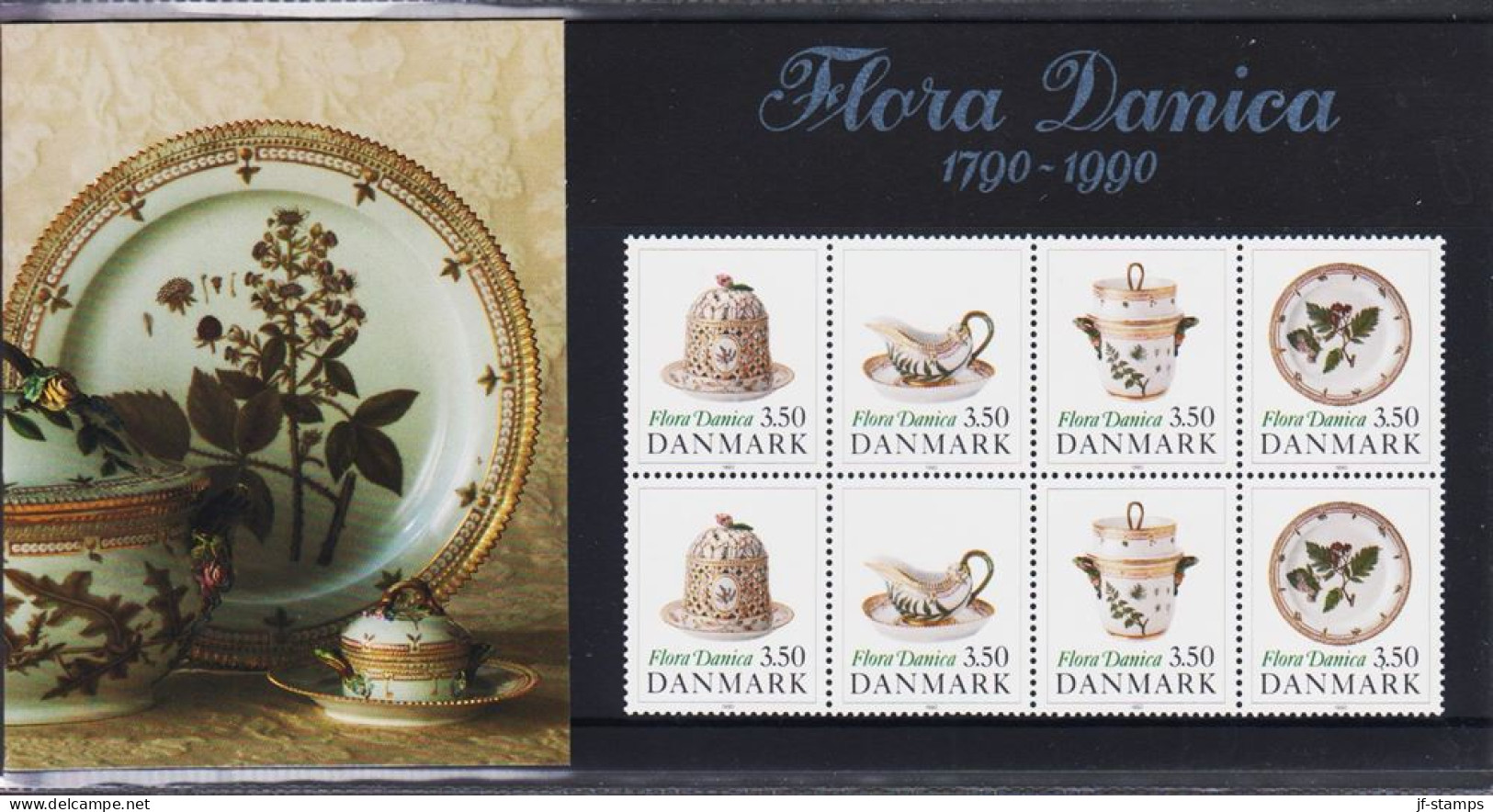 1990. DANMARK. Flora Danica 8-block In Official Folder Never Hinged. (Michel 977-980) - JF544461 - Nuevos