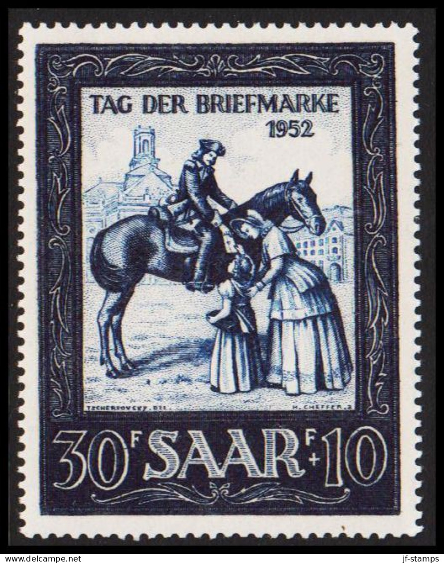 1952. SAAR.  TAG DER BRIEFMARKE. 30 F + 10 F. Never Hinged. Beautiful Stamp.  (Michel 316) - JF544472 - Ungebraucht